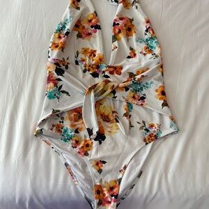 La Blanca Floral Tie-Front Swimsuit